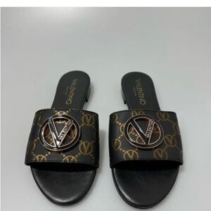 Valentino Black and Gold Sandals